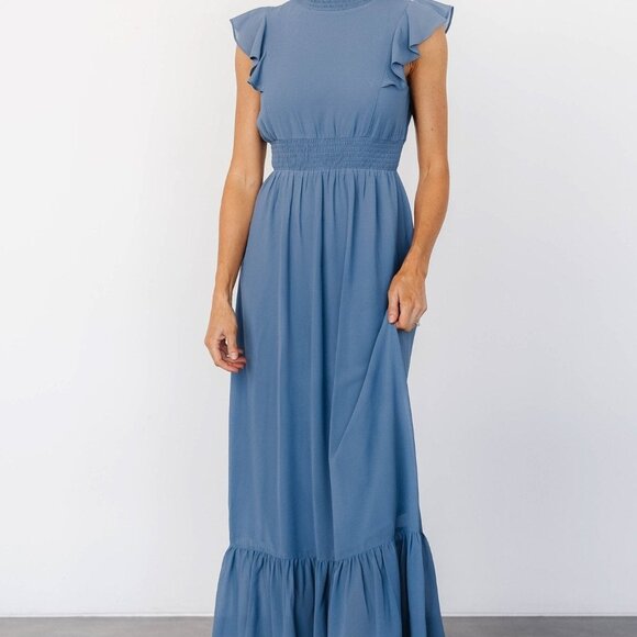 Baltic Born Dresses & Skirts - Baltic Born Kearny Ruffle Maxi Dress | Whisper Blue Size MM